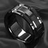 Men's 8mm Tungsten Black Grooved Bushed Brick Pattern Comfort-Fit Wedding Band
